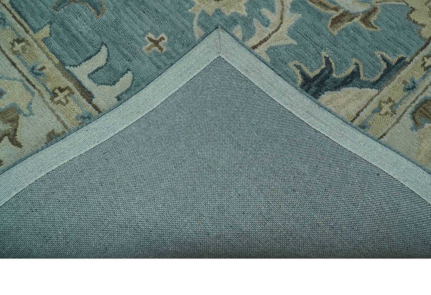 Hand - Tufted Wool Rug – Blue, Ivory & Beige Oushak (8x10) - MyTuftedRugs.com