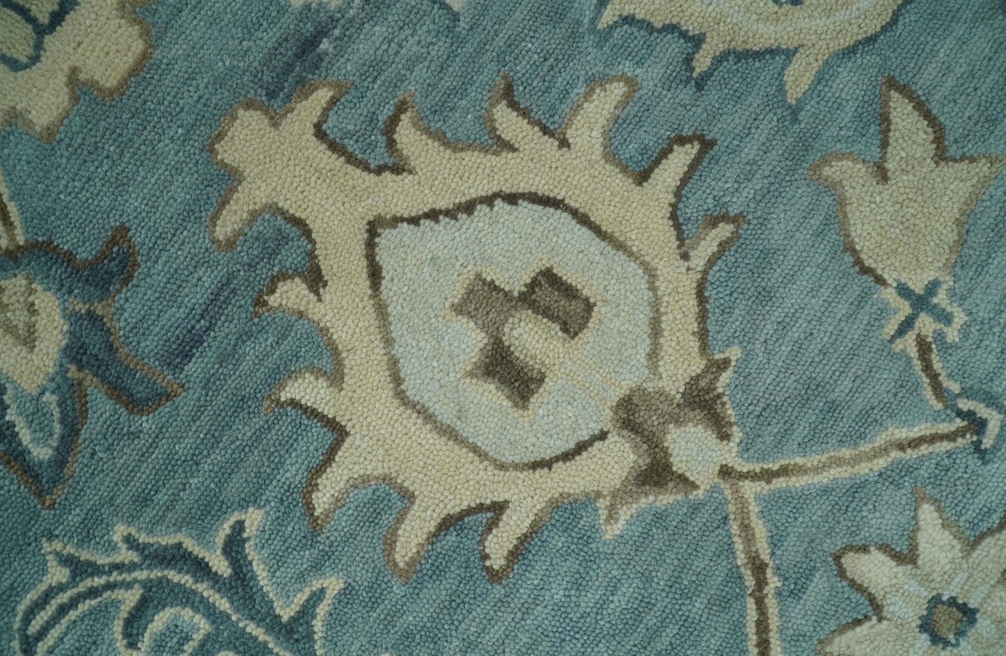 Hand - Tufted Wool Rug – Blue, Ivory & Beige Oushak (8x10) - MyTuftedRugs.com