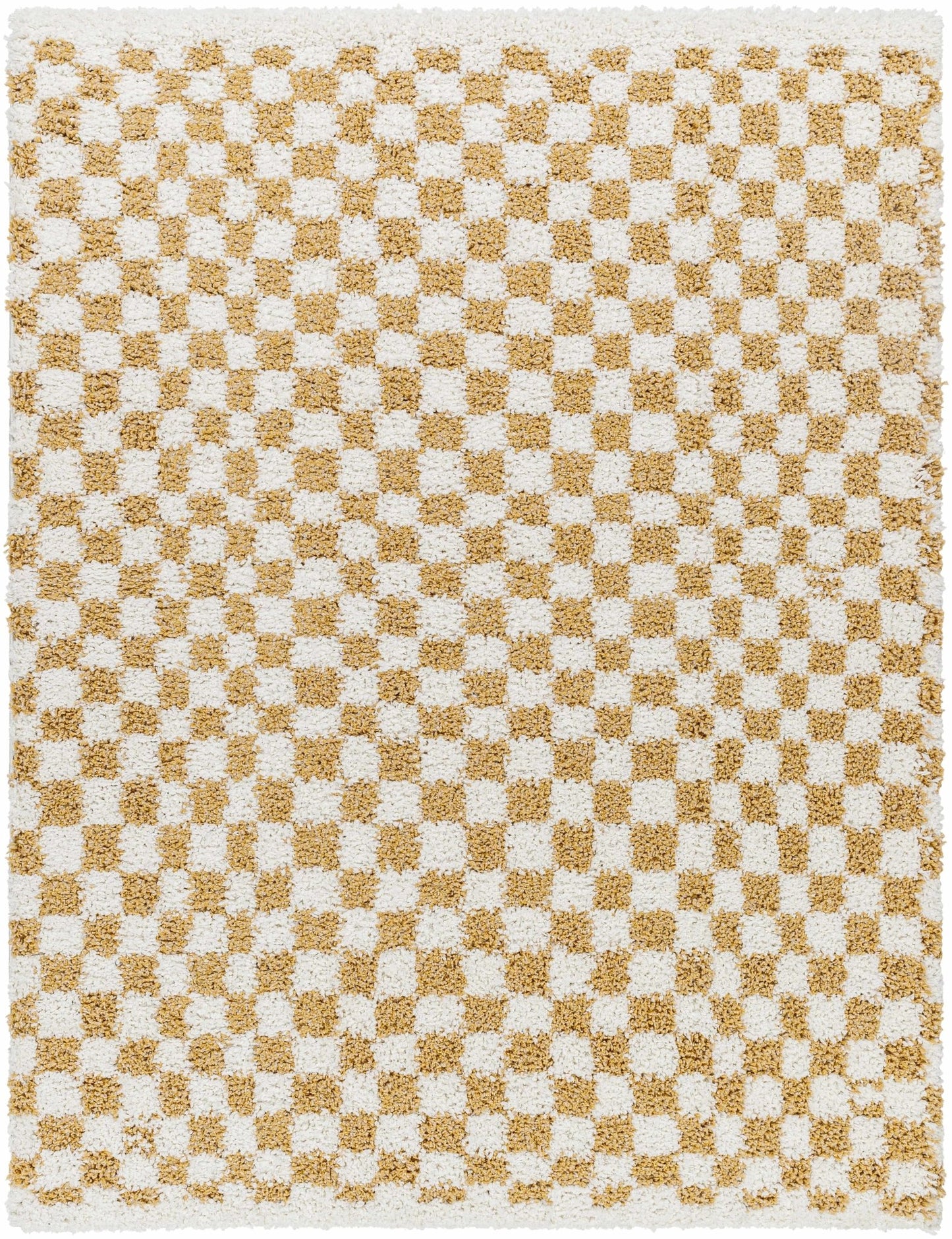 Kieu Mustard & Ivory Checkered Area Rug - MyTuftedRugs.com