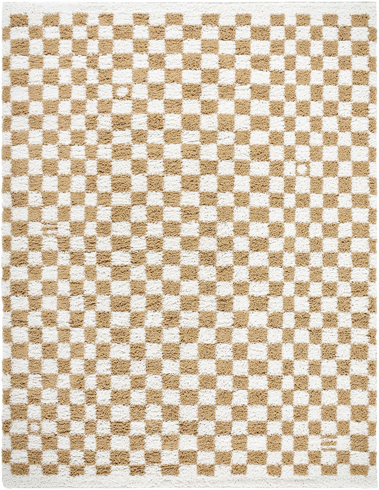 Kieu Mustard & Ivory Checkered Area Rug - MyTuftedRugs.com