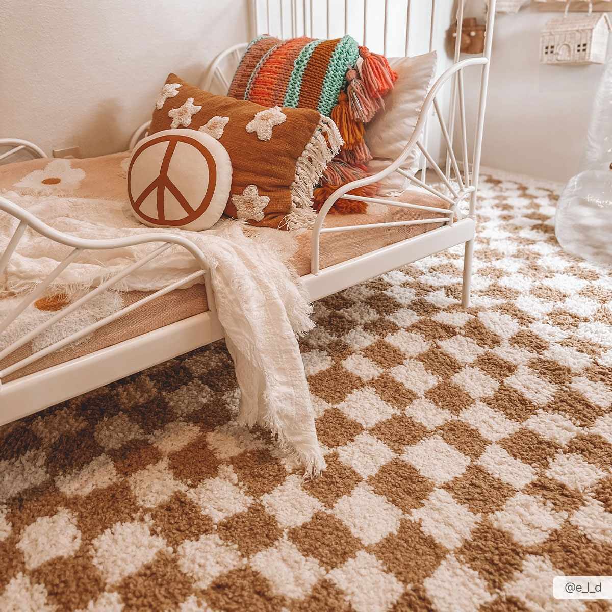 Kieu Mustard & Ivory Checkered Area Rug - MyTuftedRugs.com