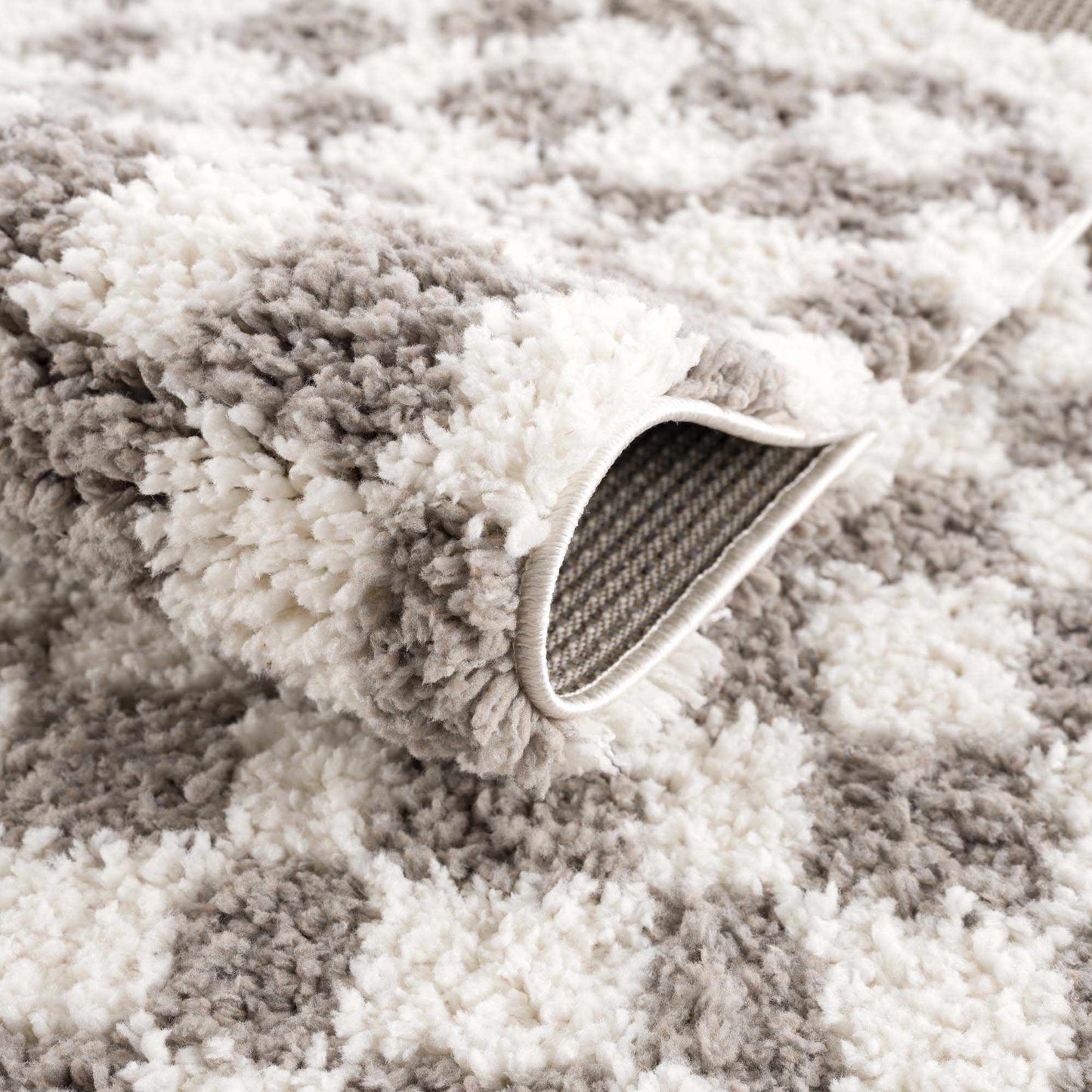 Kieu Taupe Checkered Plush Rug - MyTuftedRugs.com