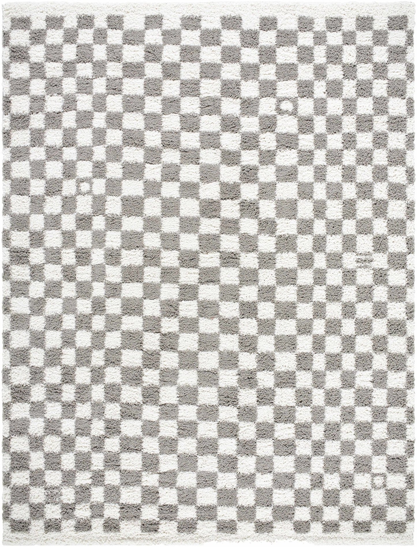 Kieu Taupe Checkered Plush Rug - MyTuftedRugs.com