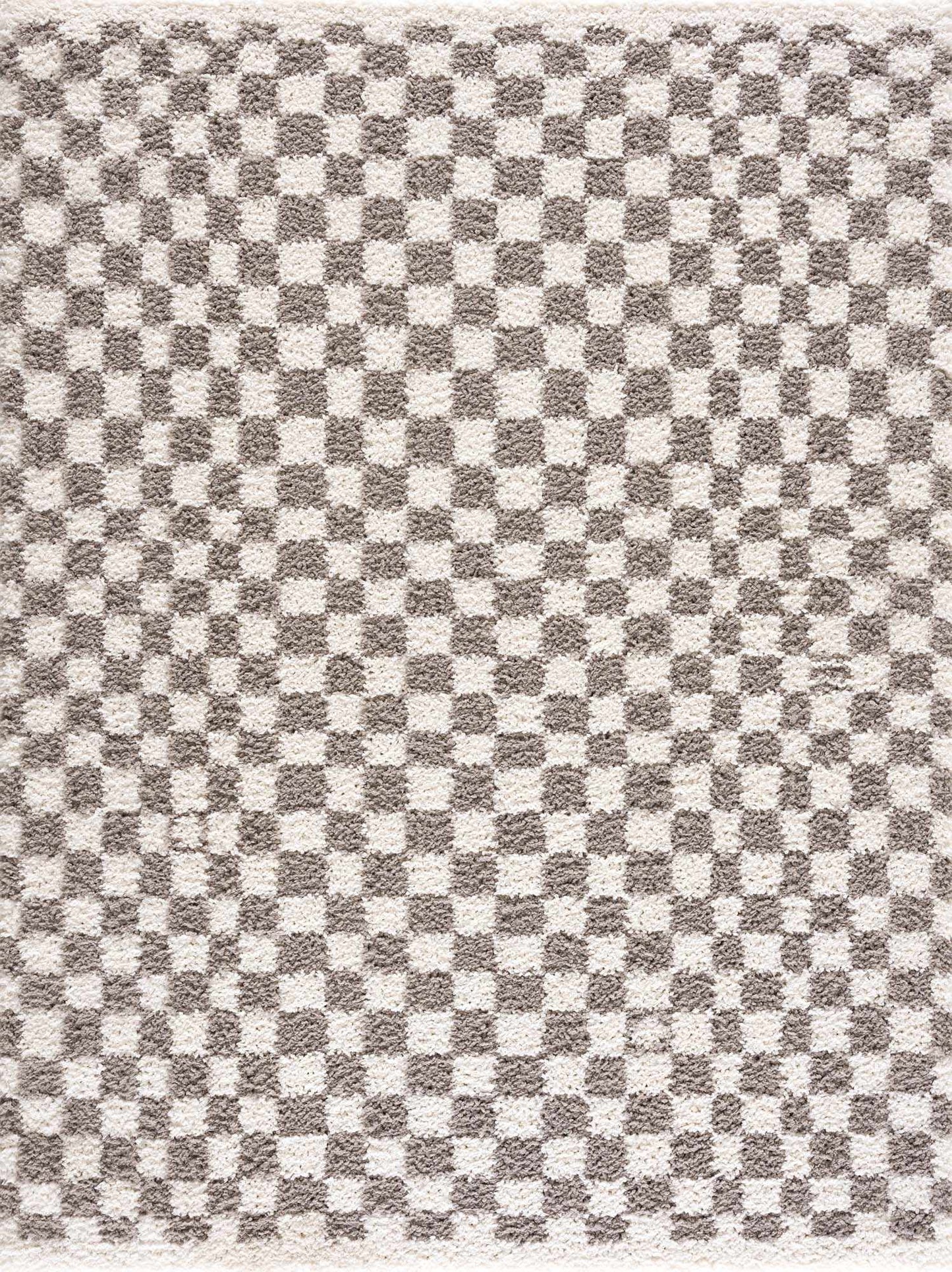 Kieu Taupe Checkered Plush Rug - MyTuftedRugs.com