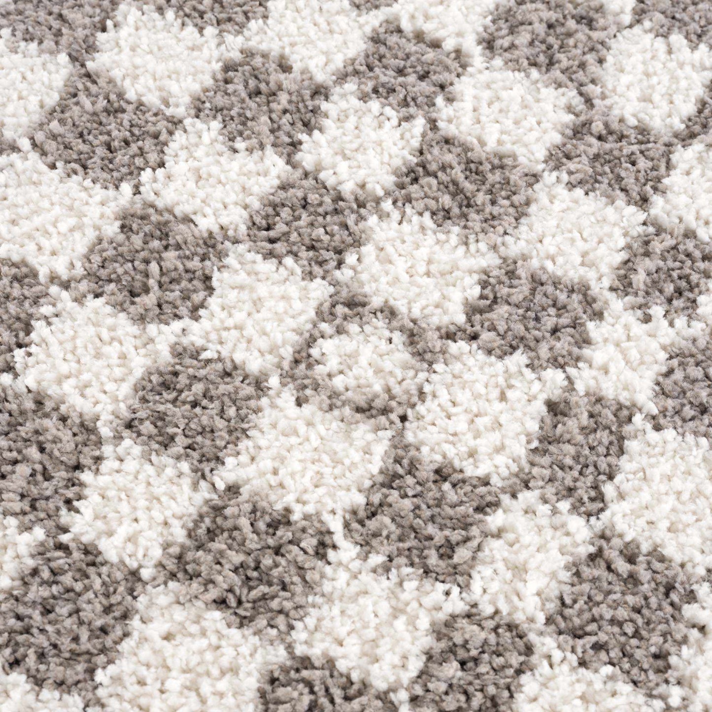 Kieu Taupe Checkered Plush Rug - MyTuftedRugs.com