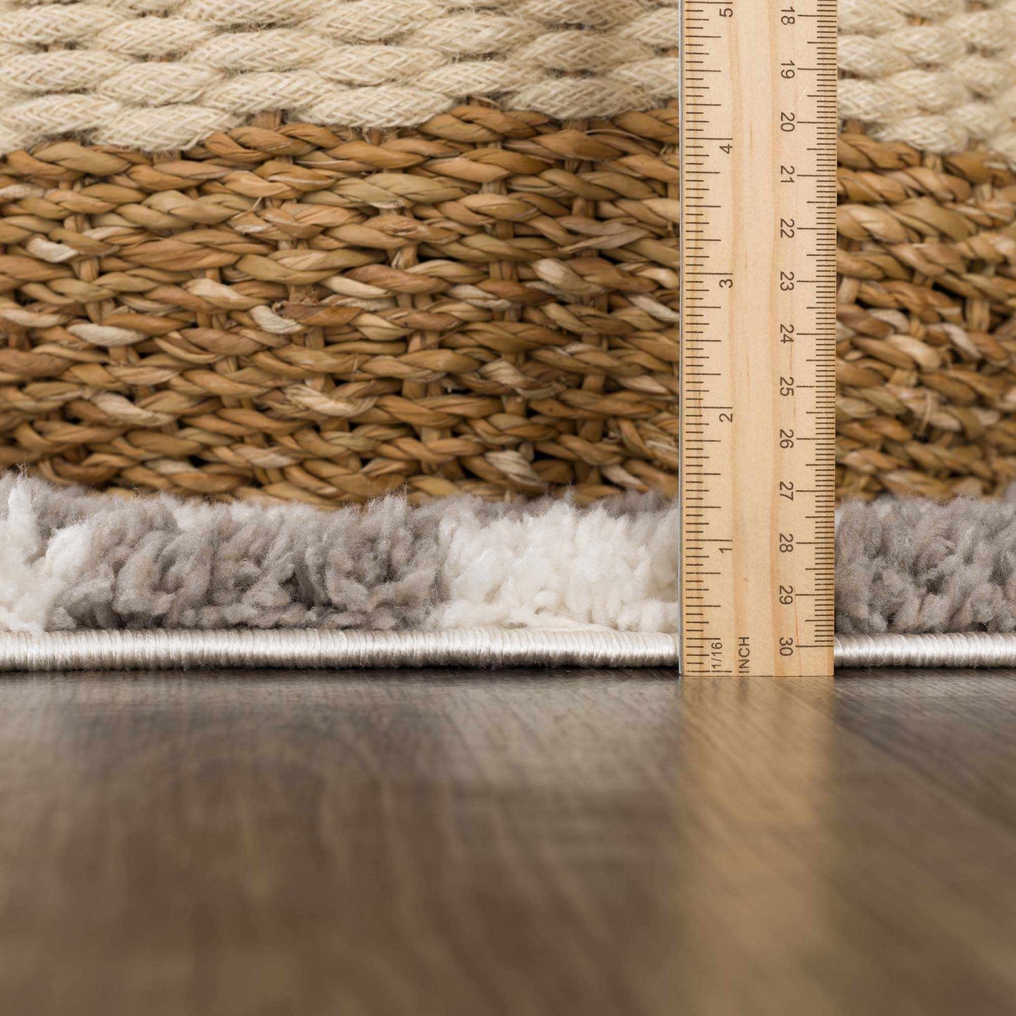 Kieu Taupe Checkered Plush Rug - MyTuftedRugs.com