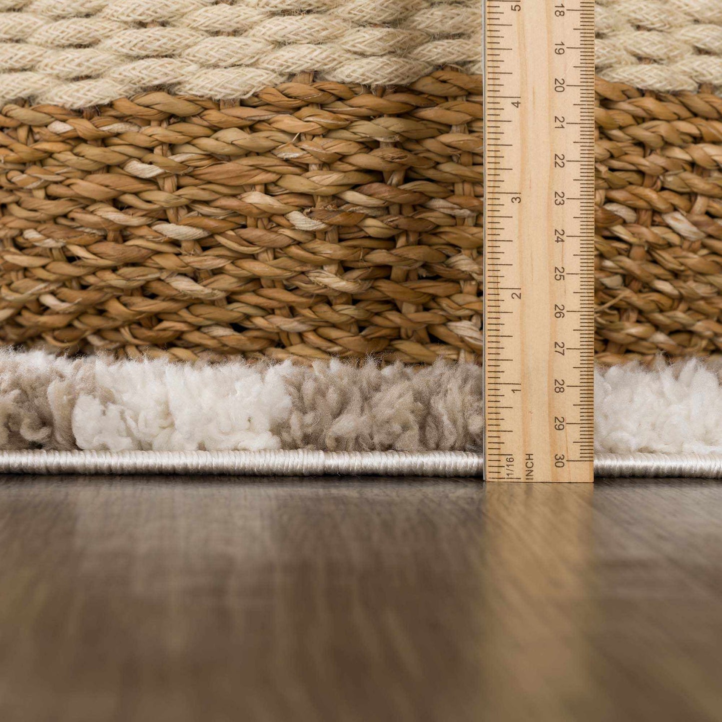 Kieu Taupe Checkered Shag Rug - MyTuftedRugs.com