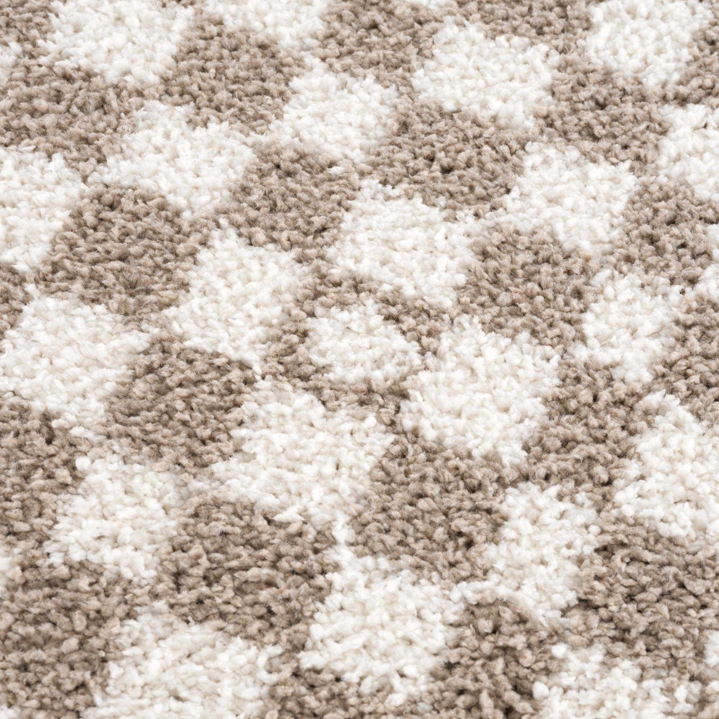 Kieu Taupe Checkered Shag Rug - MyTuftedRugs.com
