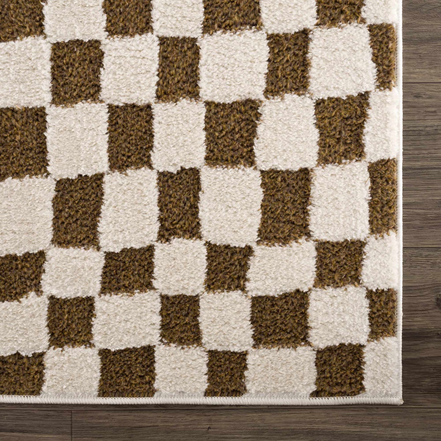 Lajos Brown Checkered Shag Rug - MyTuftedRugs.com