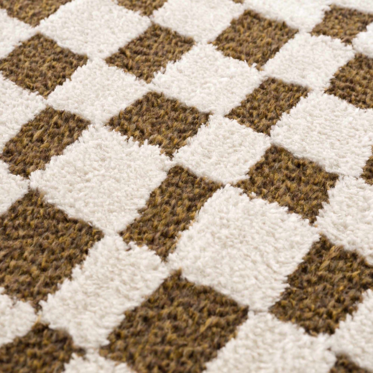 Lajos Brown Checkered Shag Rug - MyTuftedRugs.com