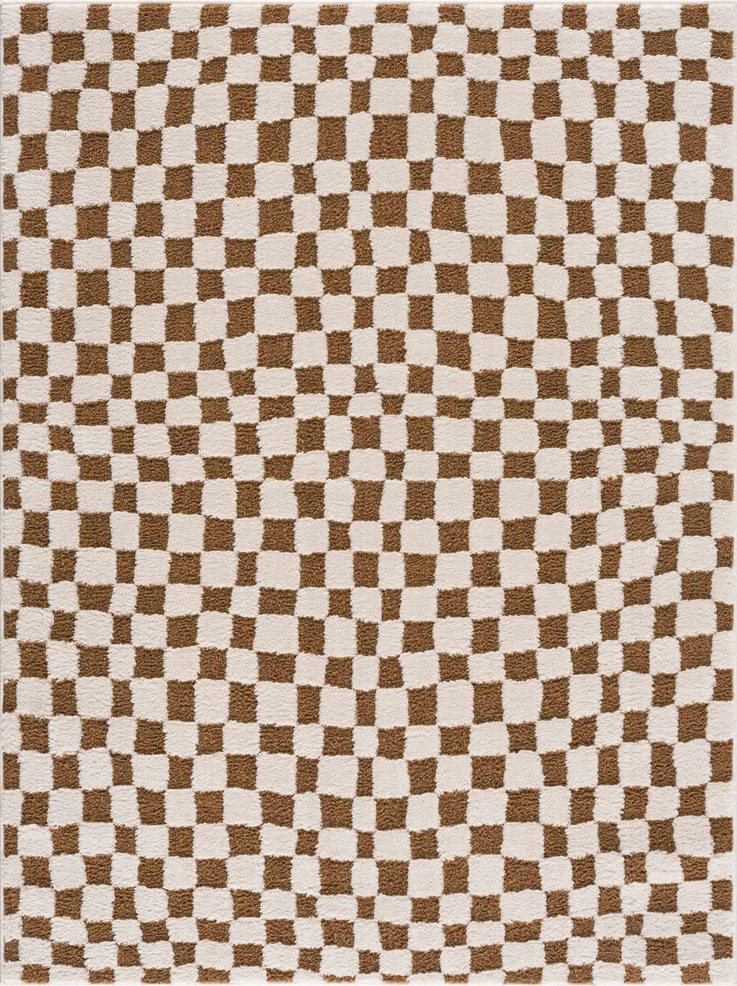 Lajos Brown Checkered Shag Rug - MyTuftedRugs.com