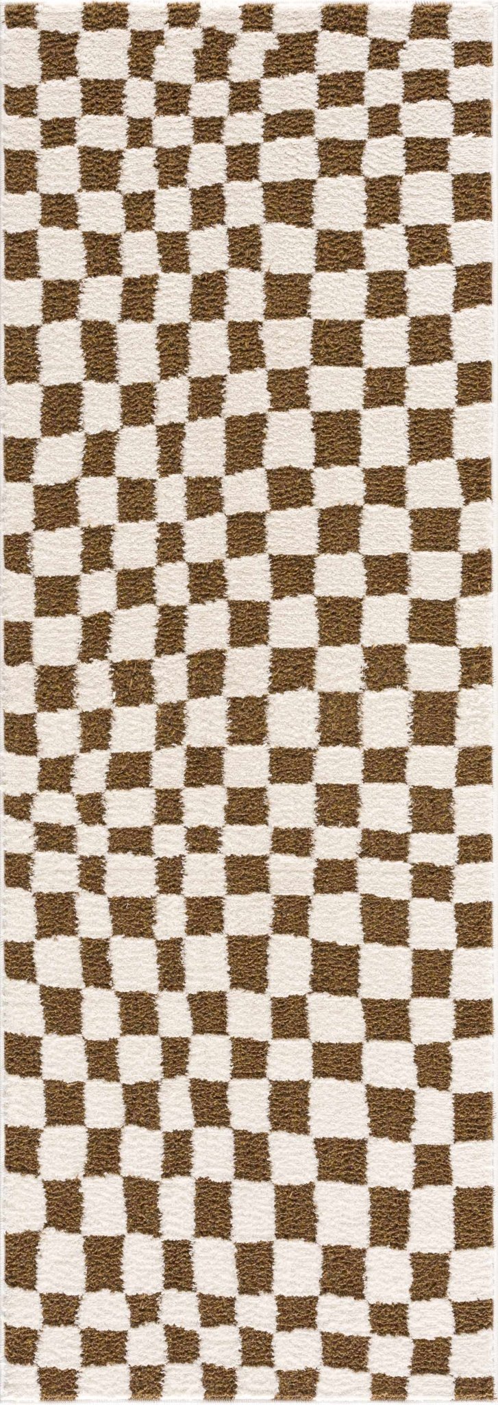 Lajos Brown Checkered Shag Rug - MyTuftedRugs.com