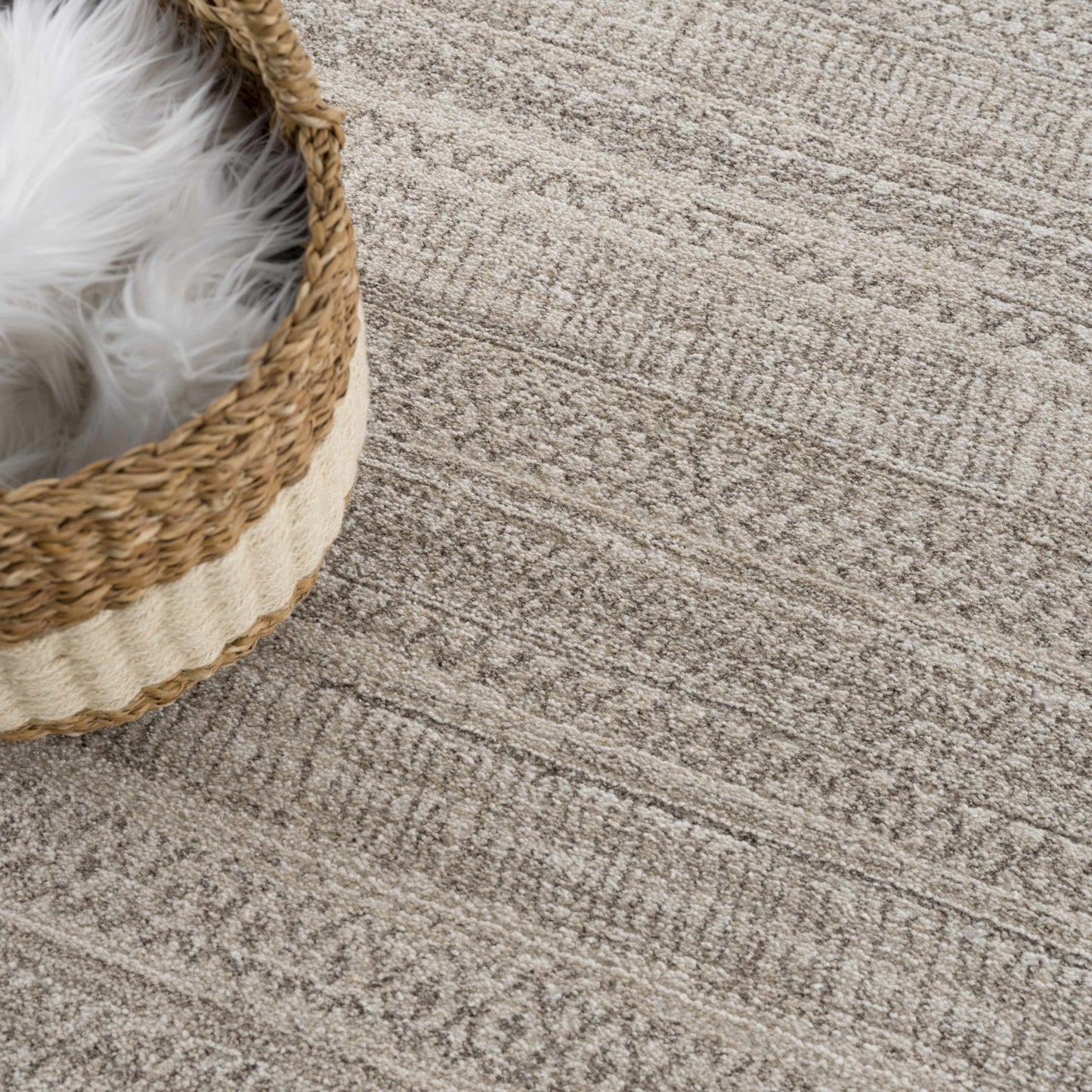 Nate Beige Tribal High Pile Carpet - MyTuftedRugs.com
