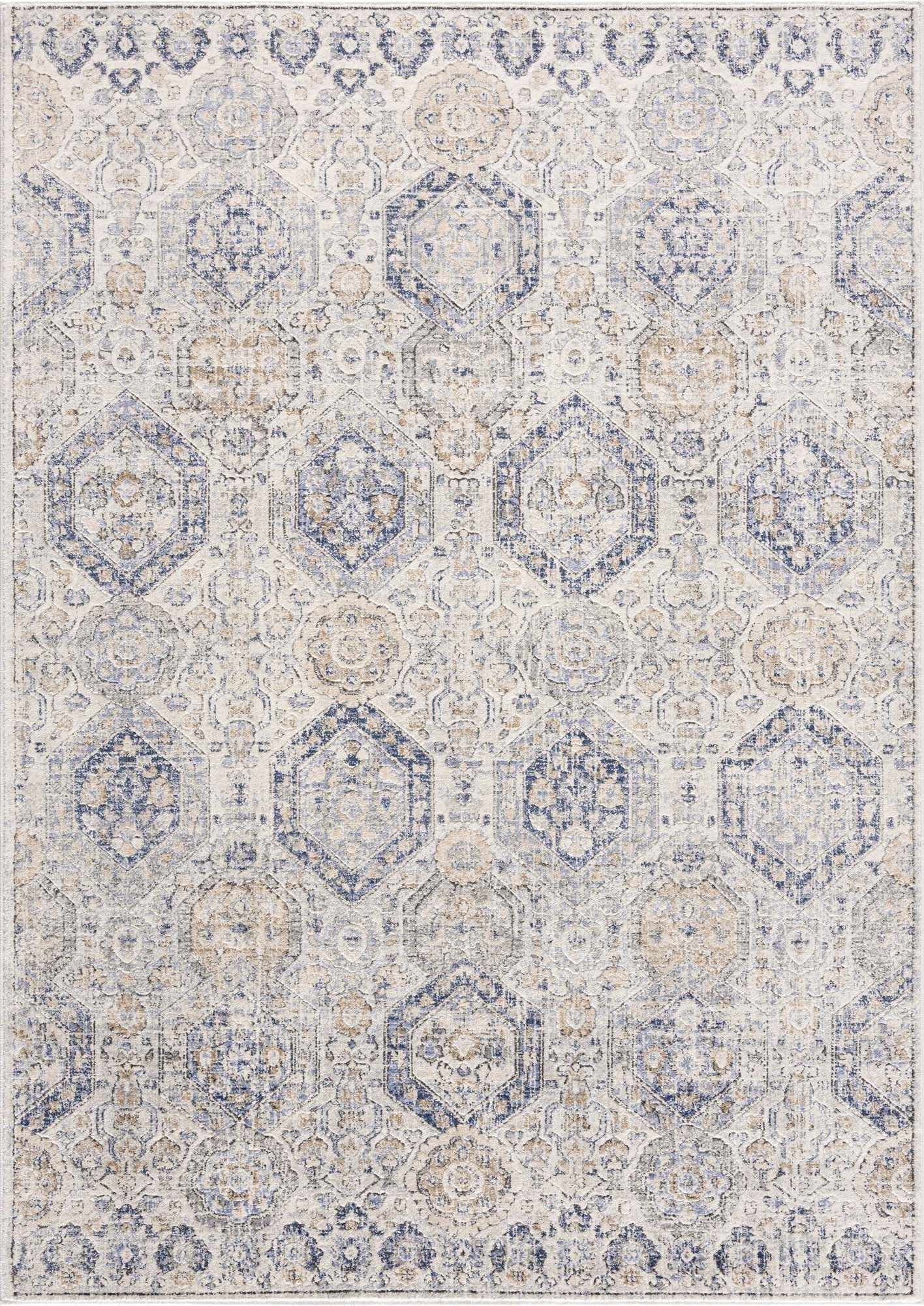 Parkerfield Cream & Blue Area Rug - MyTuftedRugs.com