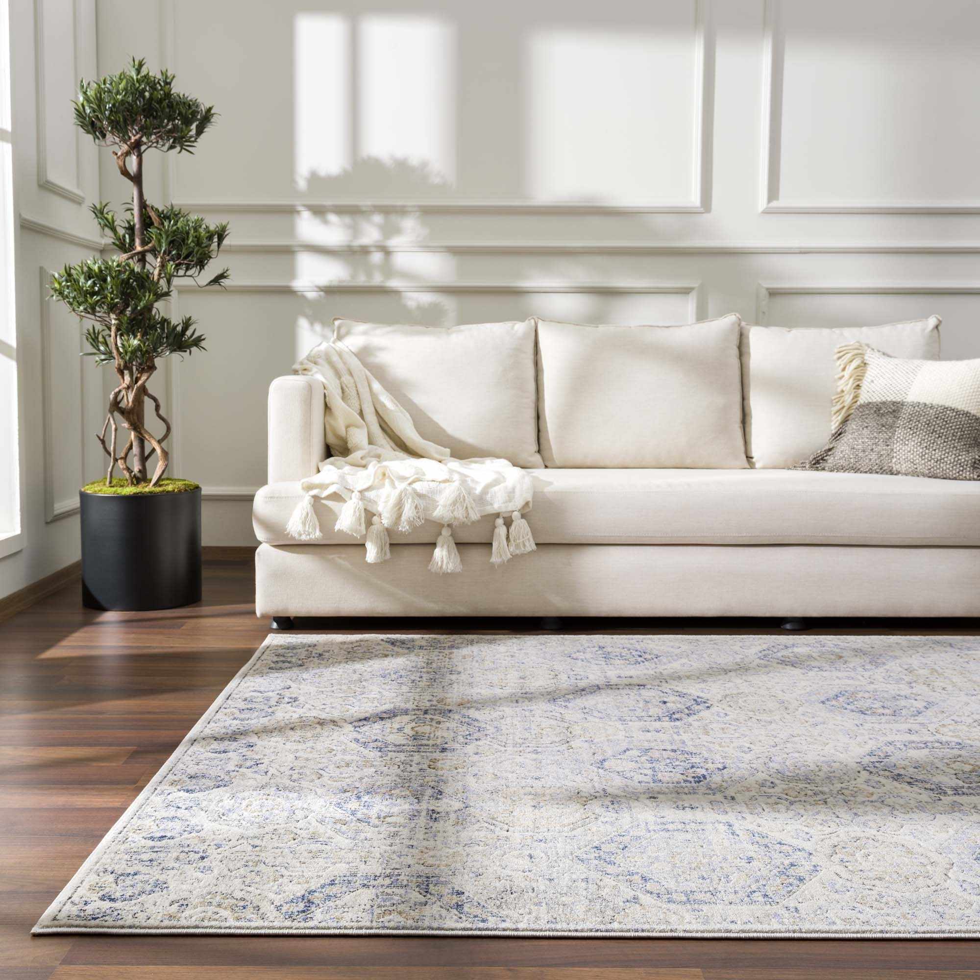 Parkerfield Cream & Blue Area Rug - MyTuftedRugs.com