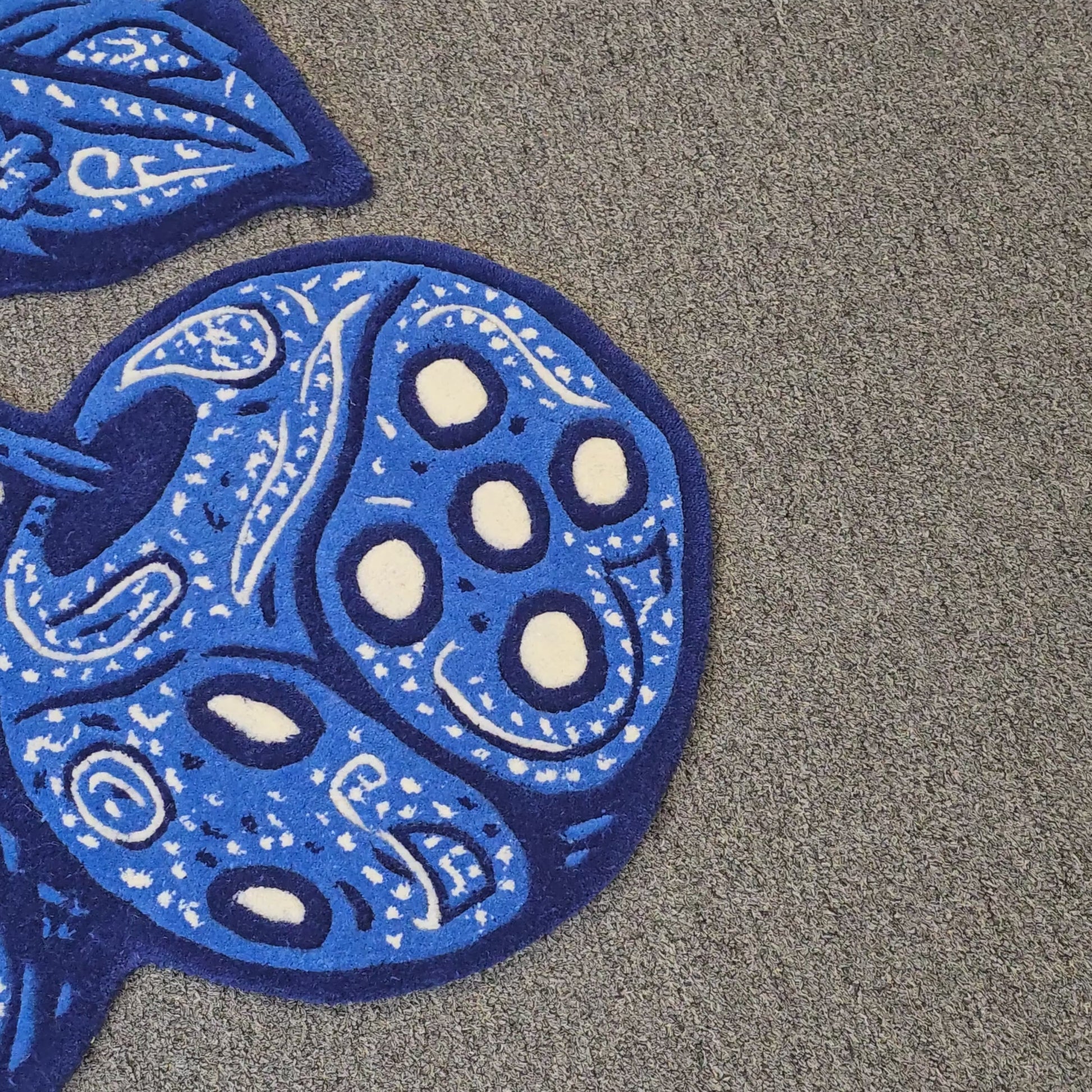 Blue Bandana Cherry Dice Hand-Tufted Rug