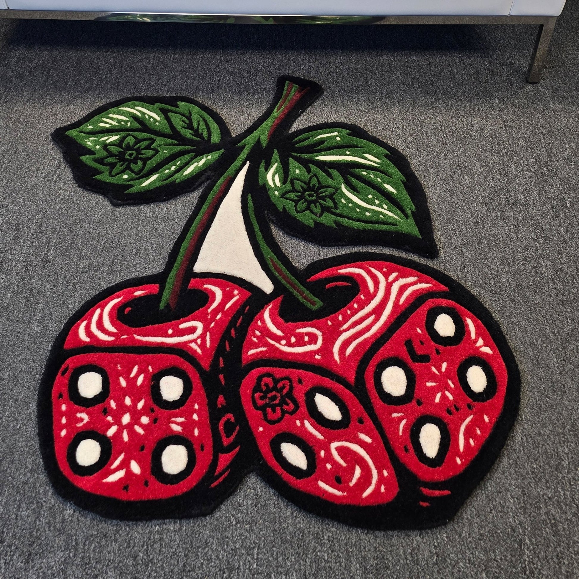 Red Cherry Dice Tufted Rug - MyTuftedRugs.com