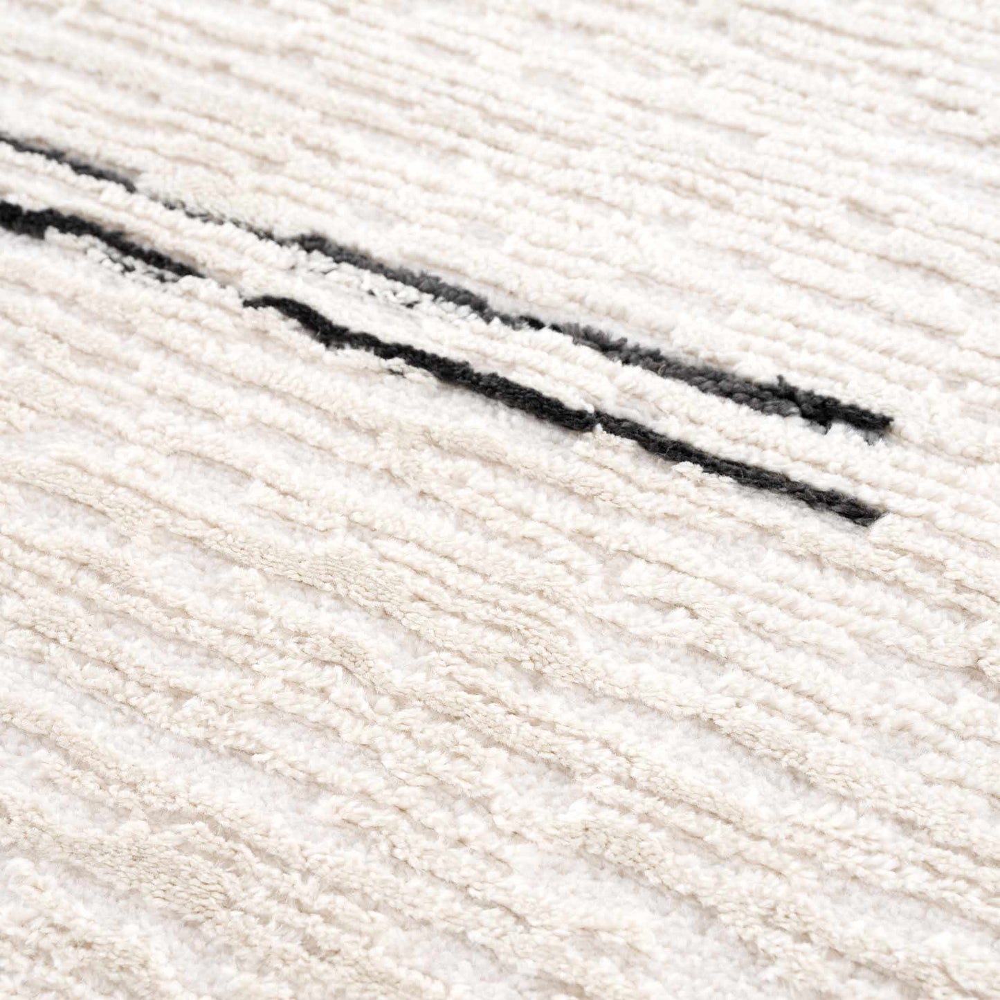 Riad Black Striped White Rug with Tassels - MyTuftedRugs.com