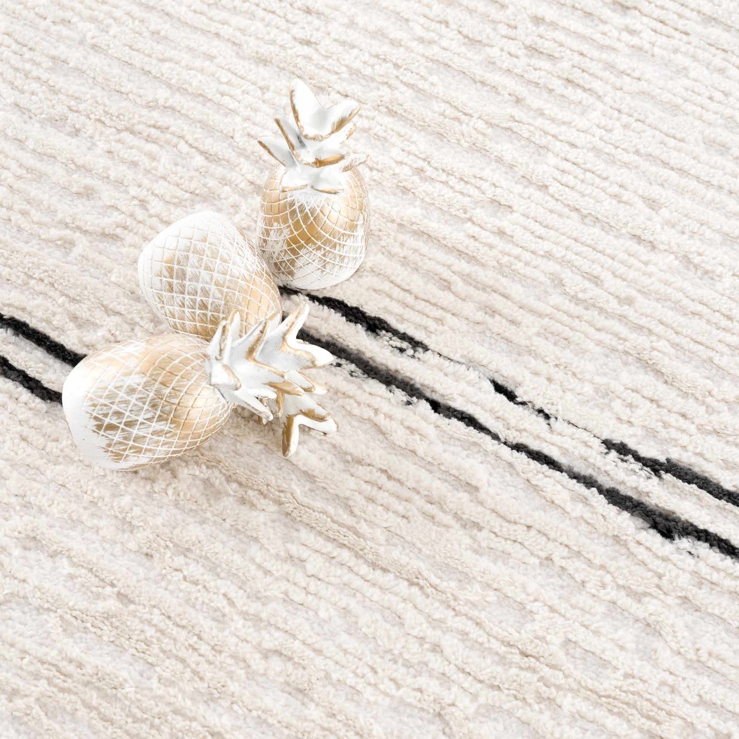 Riad Black Striped White Rug with Tassels - MyTuftedRugs.com