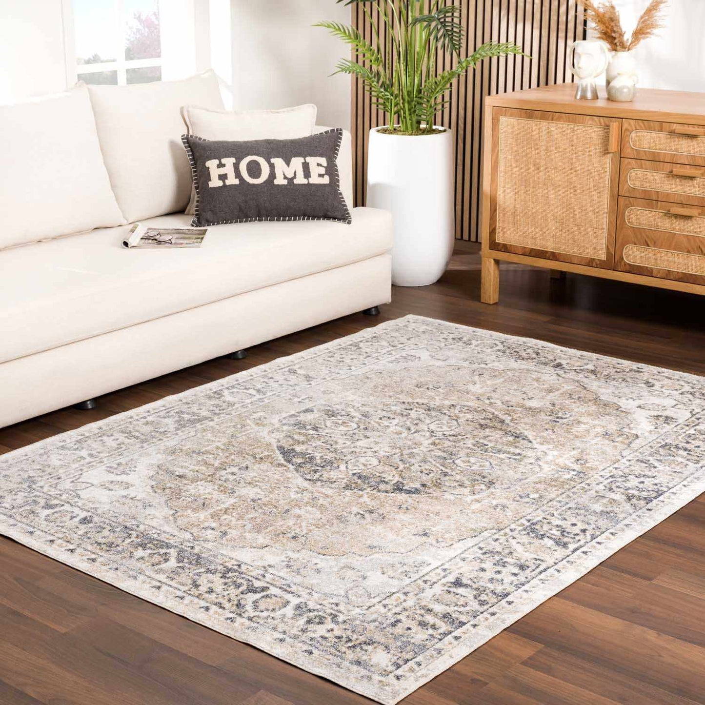 Rudo Beige Flat Pile Washable Rug - MyTuftedRugs.com
