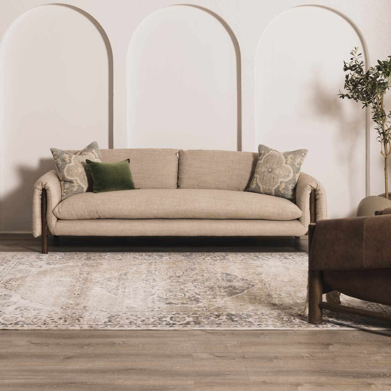 Rudo Beige Flat Pile Washable Rug - MyTuftedRugs.com
