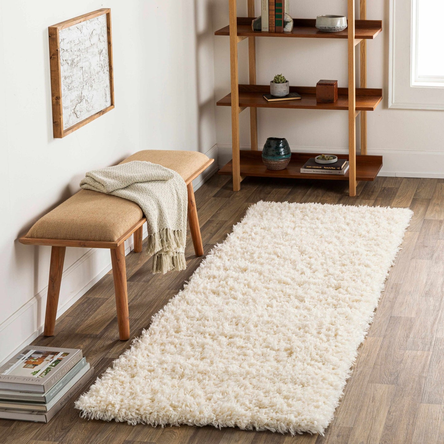 Siari Solid Cream Plush Rug - MyTuftedRugs.com