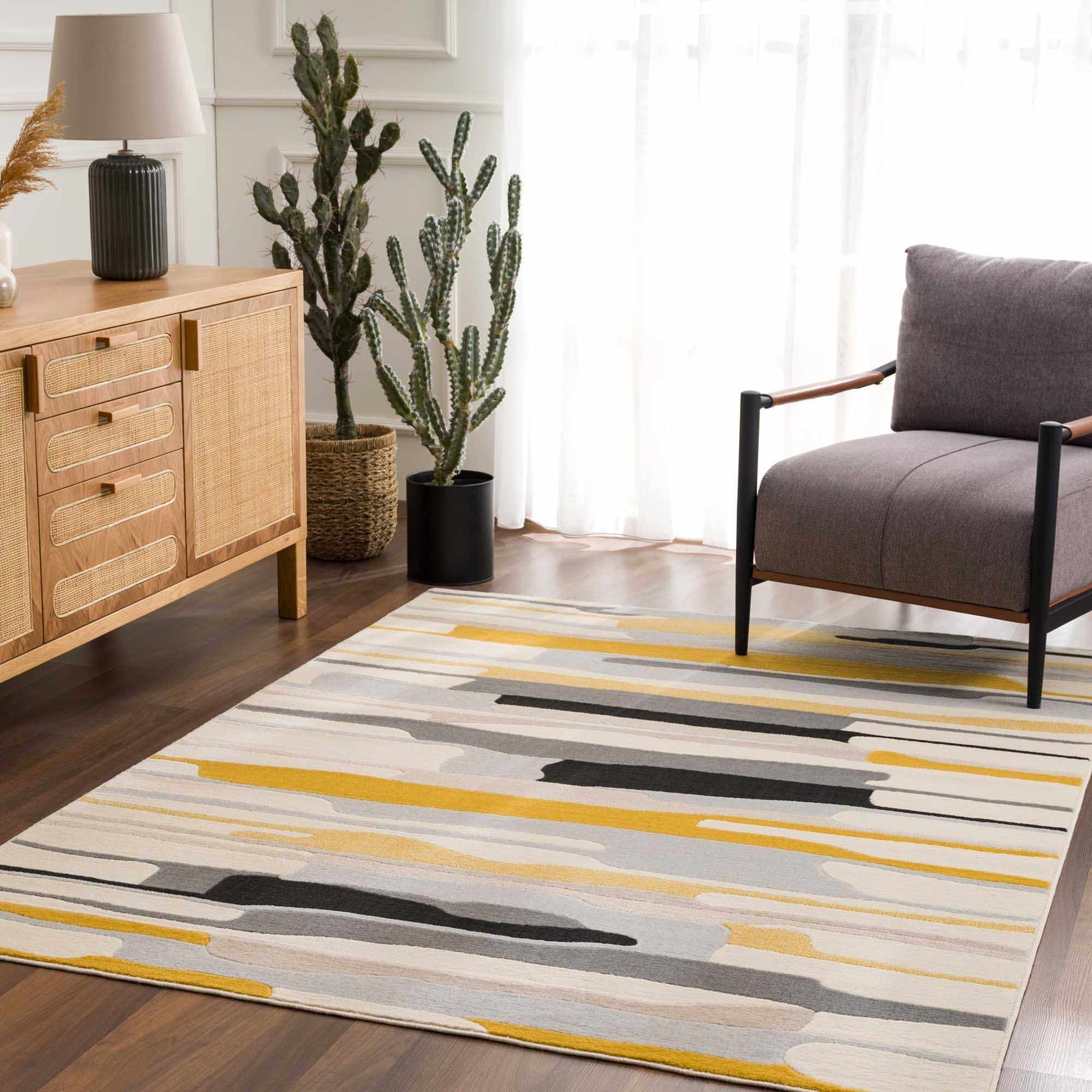 Southfields Mustard Modern Rug - MyTuftedRugs.com
