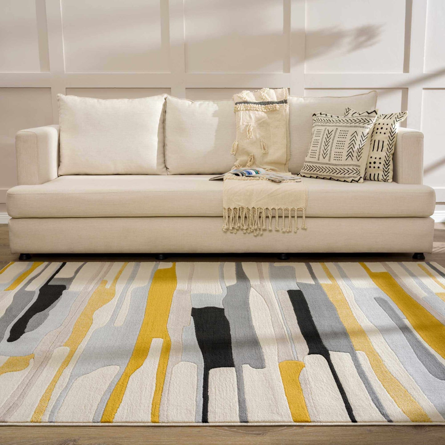 Southfields Mustard Modern Rug - MyTuftedRugs.com