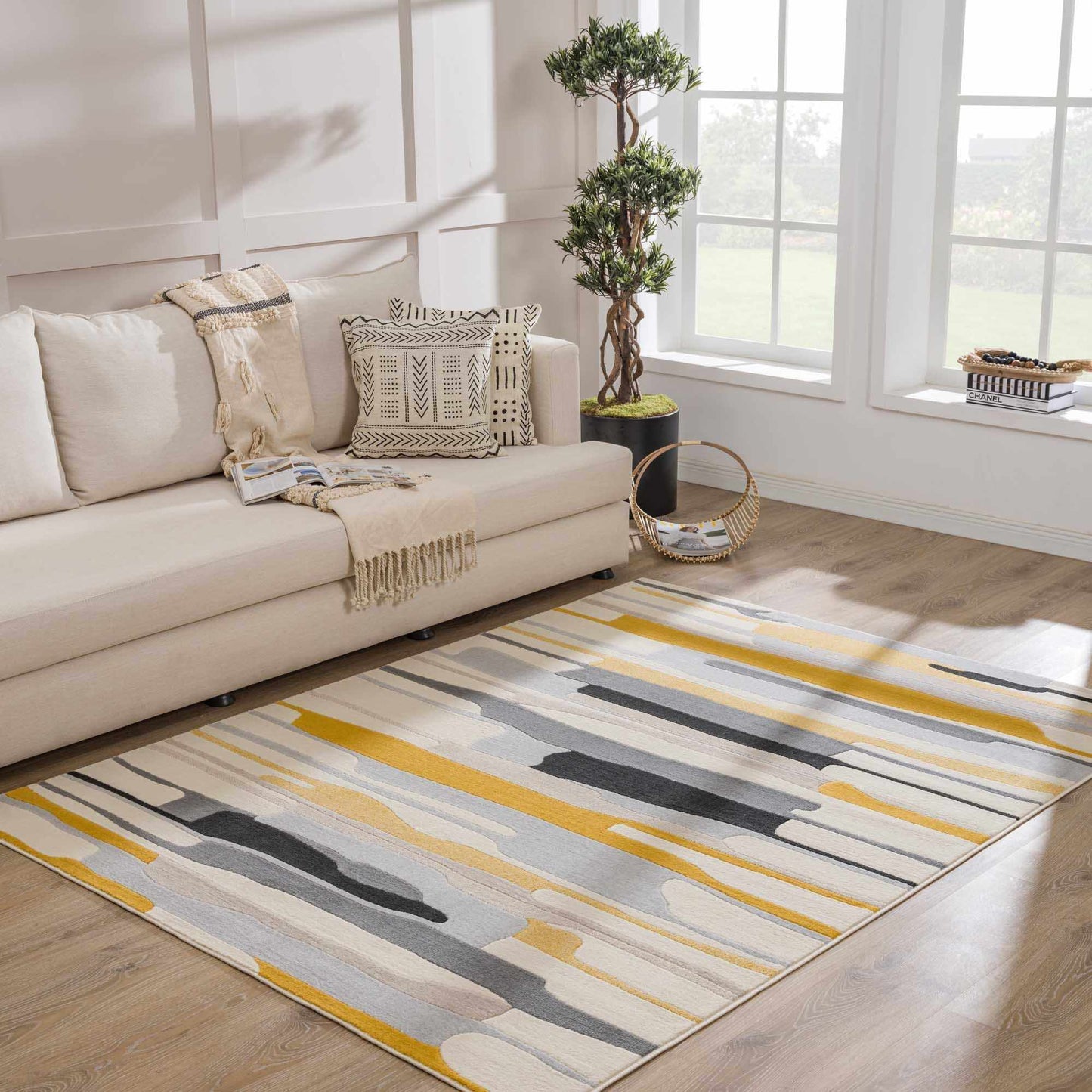 Southfields Mustard Modern Rug - MyTuftedRugs.com