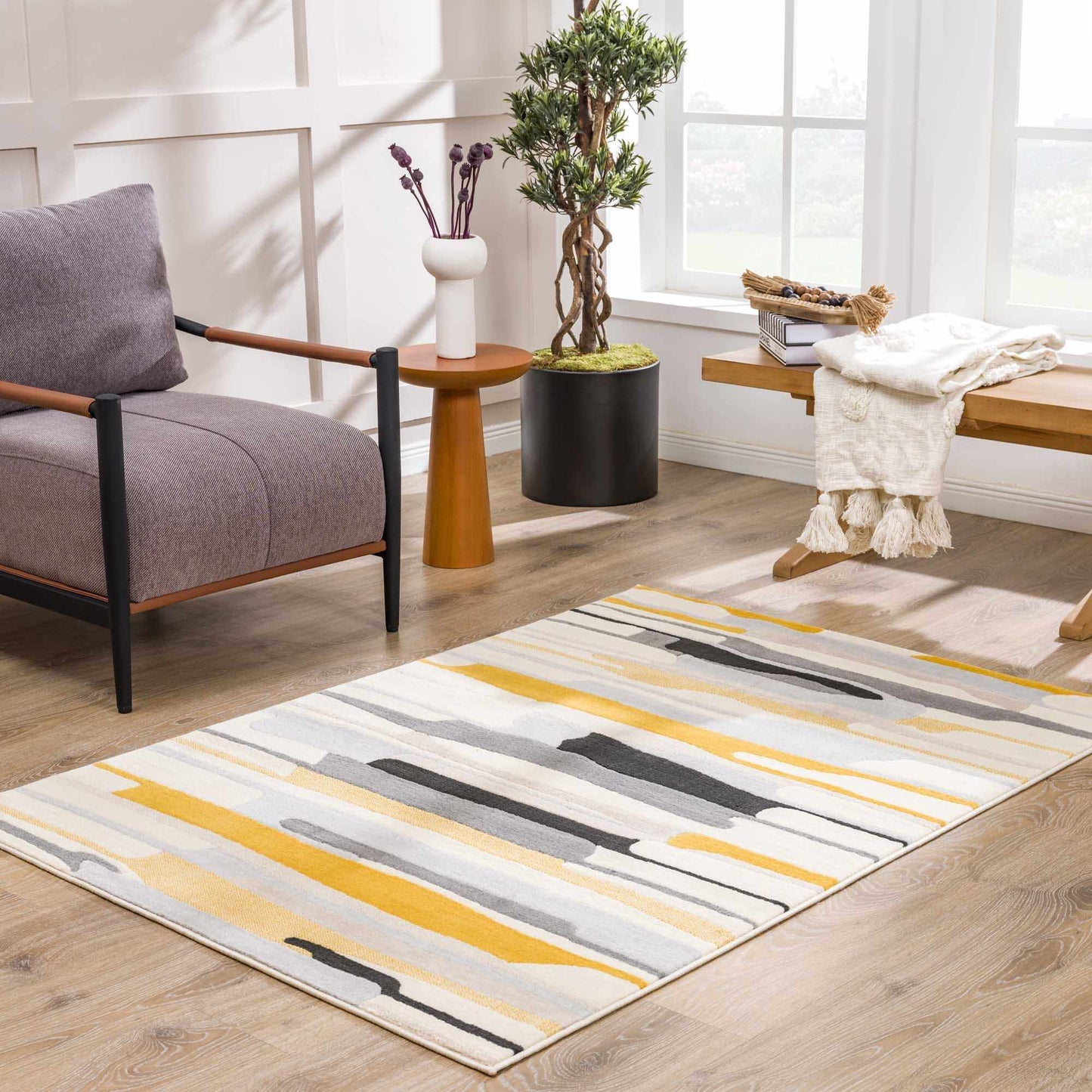 Southfields Mustard Modern Rug - MyTuftedRugs.com