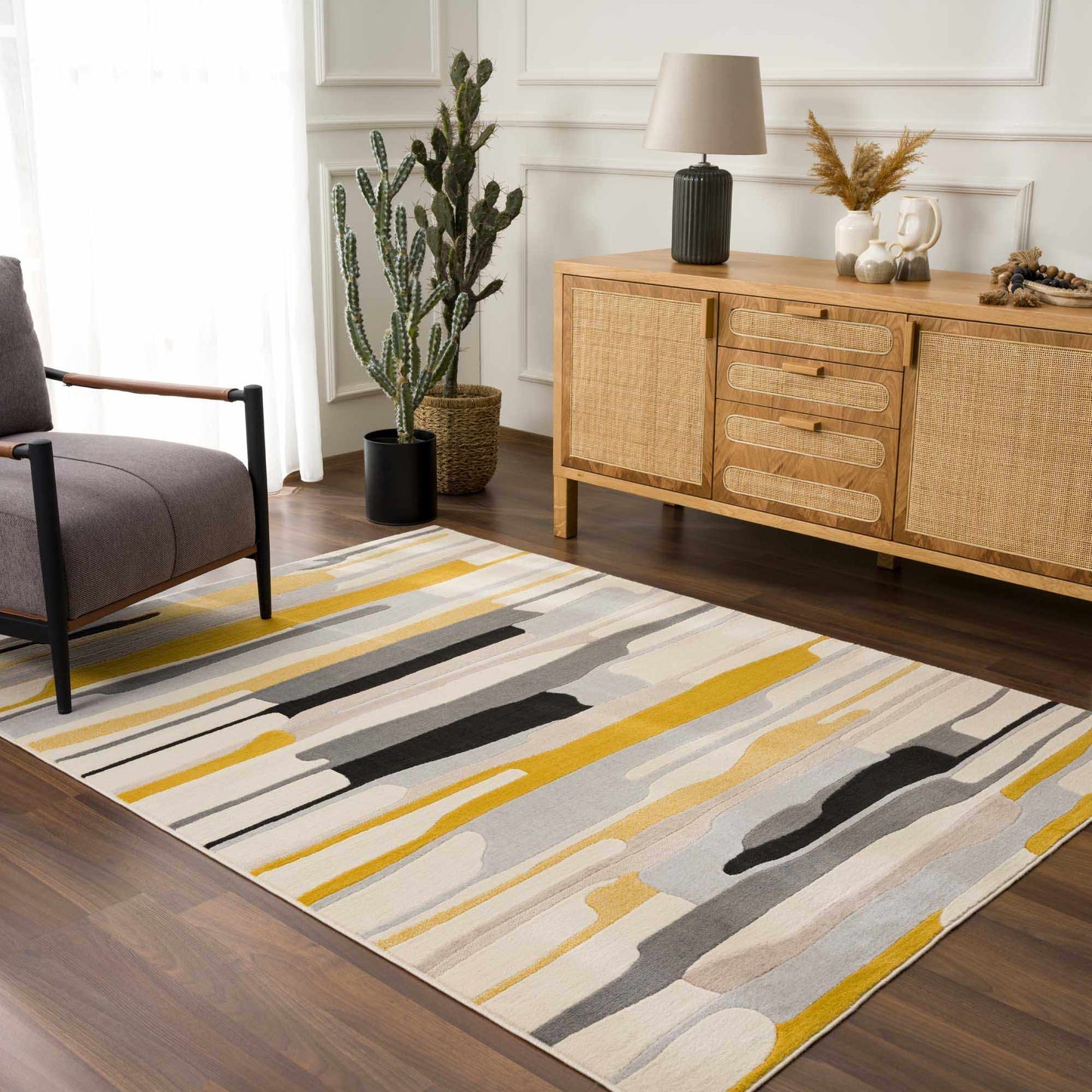 Southfields Mustard Modern Rug - MyTuftedRugs.com