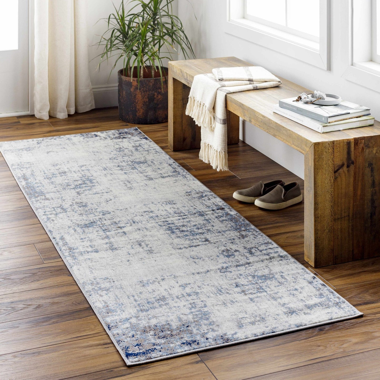 Texanna Abstract Blue/Gray Area Rug - MyTuftedRugs.com