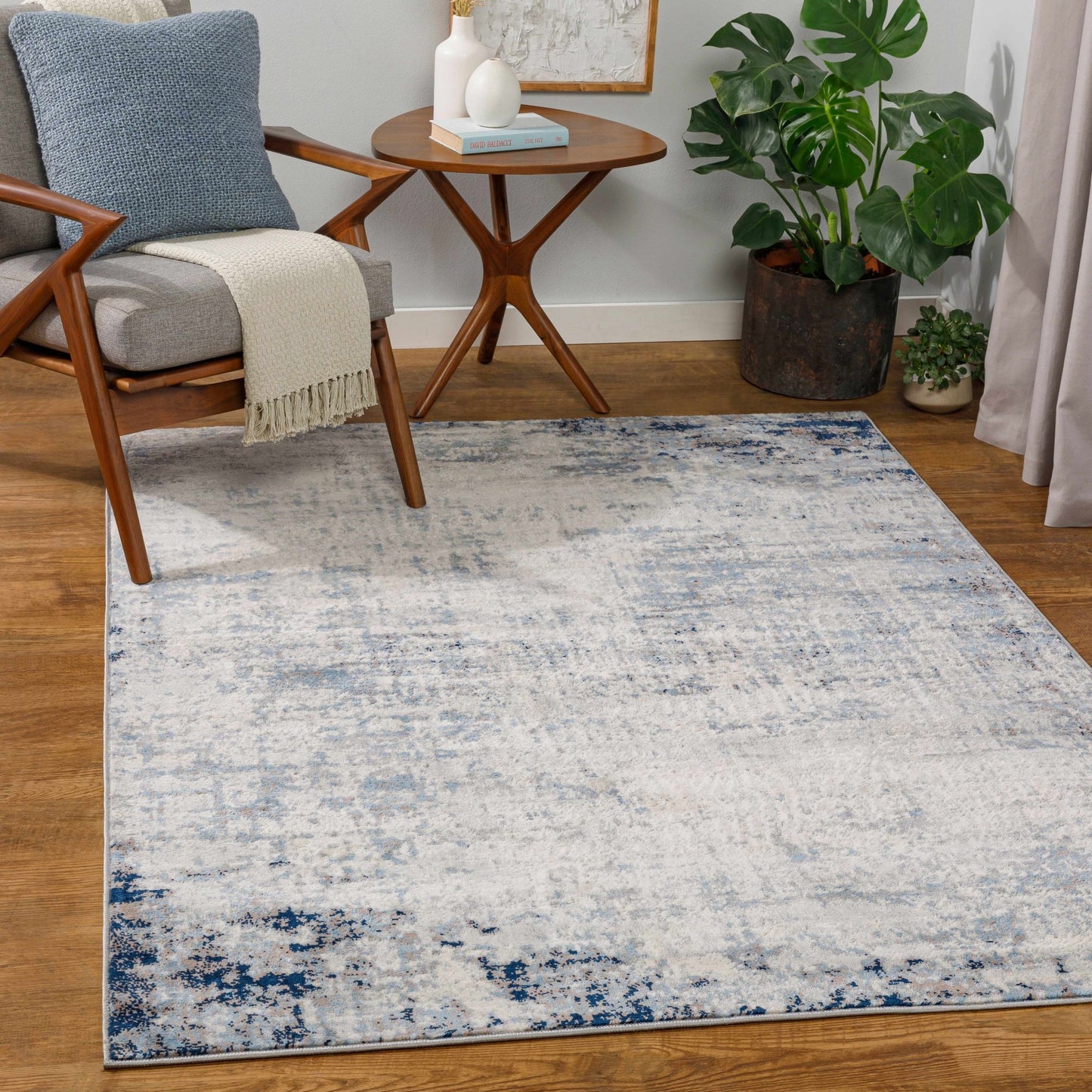 Texanna Abstract Blue/Gray Area Rug - MyTuftedRugs.com