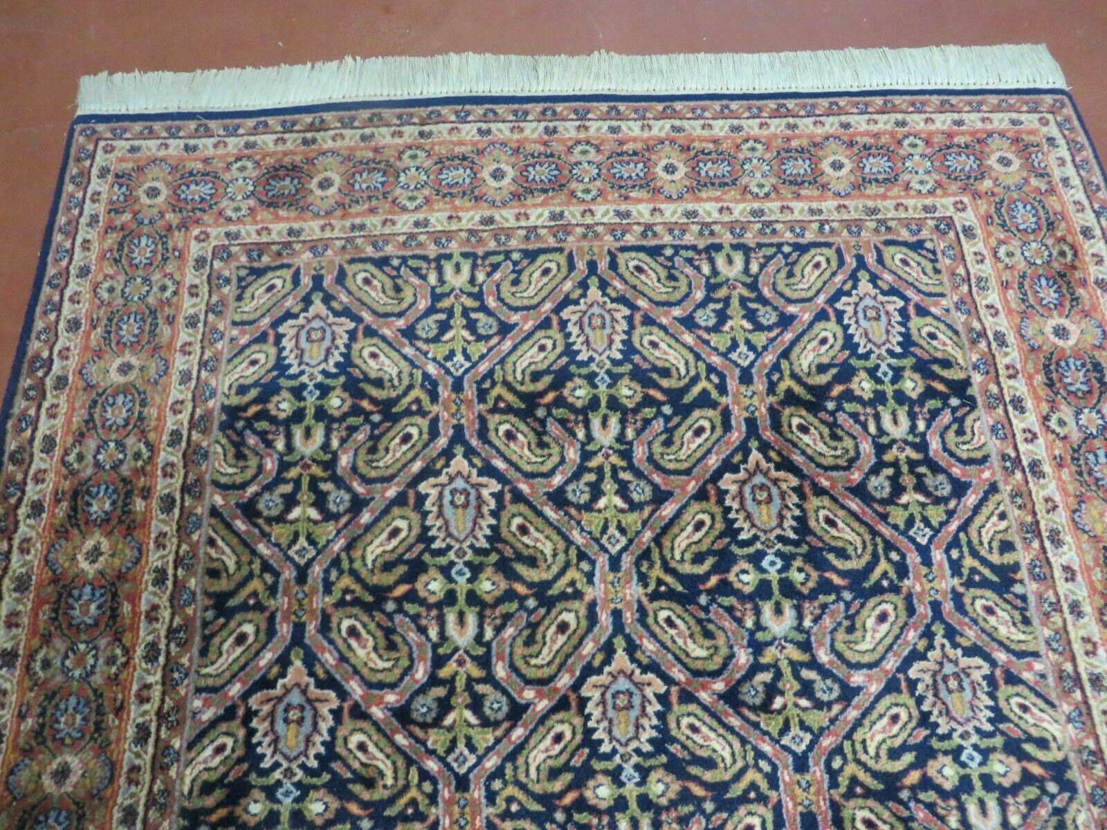 Vintage 1970s Handmade Wool Rug | 3'11" x 5'10" Hand - Knotted - MyTuftedRugs.com