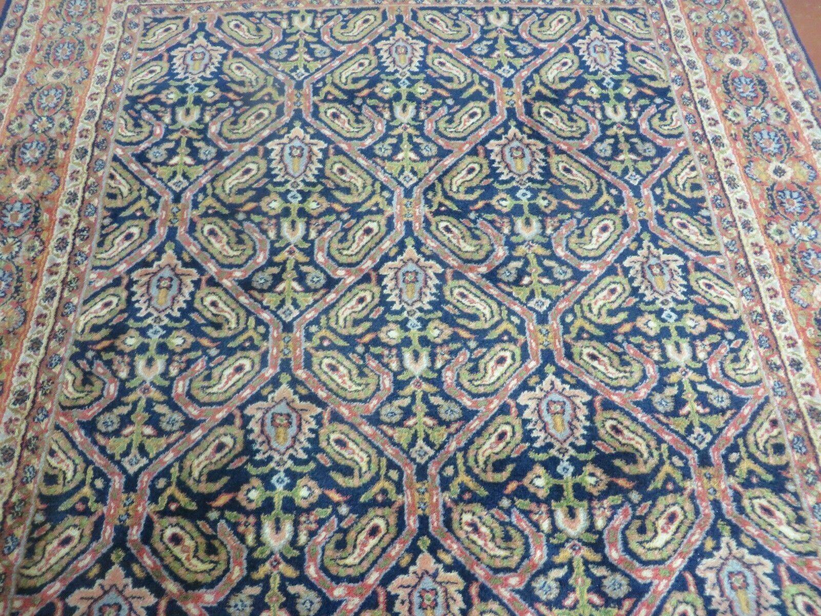 Vintage 1970s Handmade Wool Rug | 3'11" x 5'10" Hand - Knotted - MyTuftedRugs.com