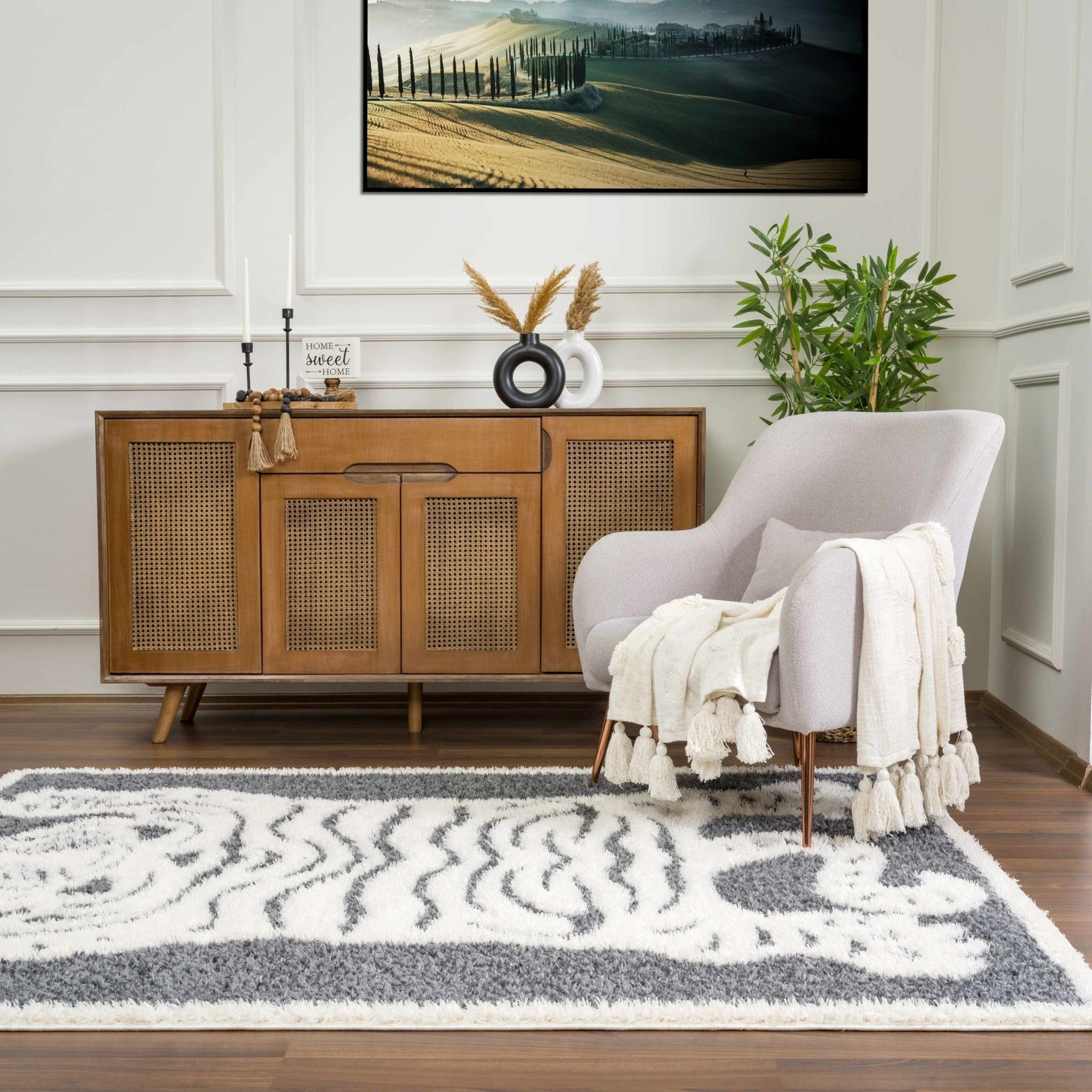 Zane Charcoal Tibetan Tiger Plush Rug - MyTuftedRugs.com
