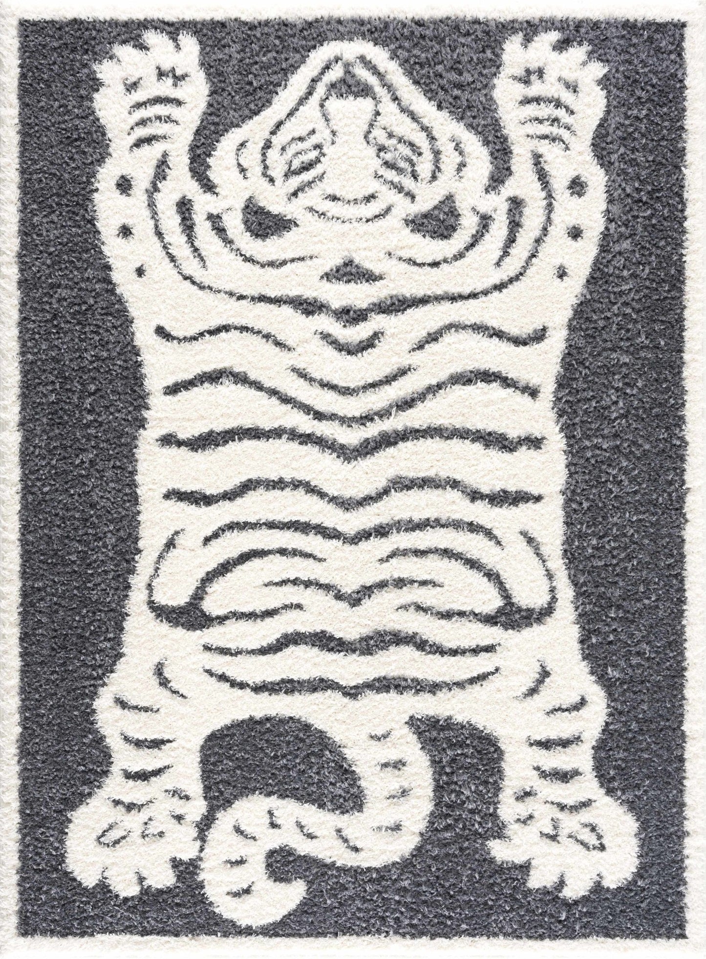 Zane Charcoal Tibetan Tiger Plush Rug - MyTuftedRugs.com