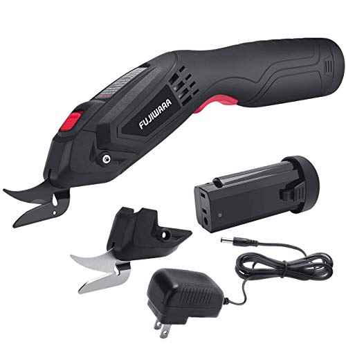 Fujiwara Electric Scissors, 2 Removable Lithium Batteries and 2 Cutter Blades, Cordless Shears Cutting Tool for Fabrics/Canvas/Carpets/Leather