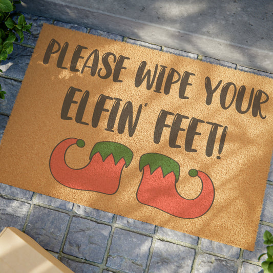 Please Wipe Your Elfin Feet Doormat - Tufted Rug - MyTuftedRugs.com