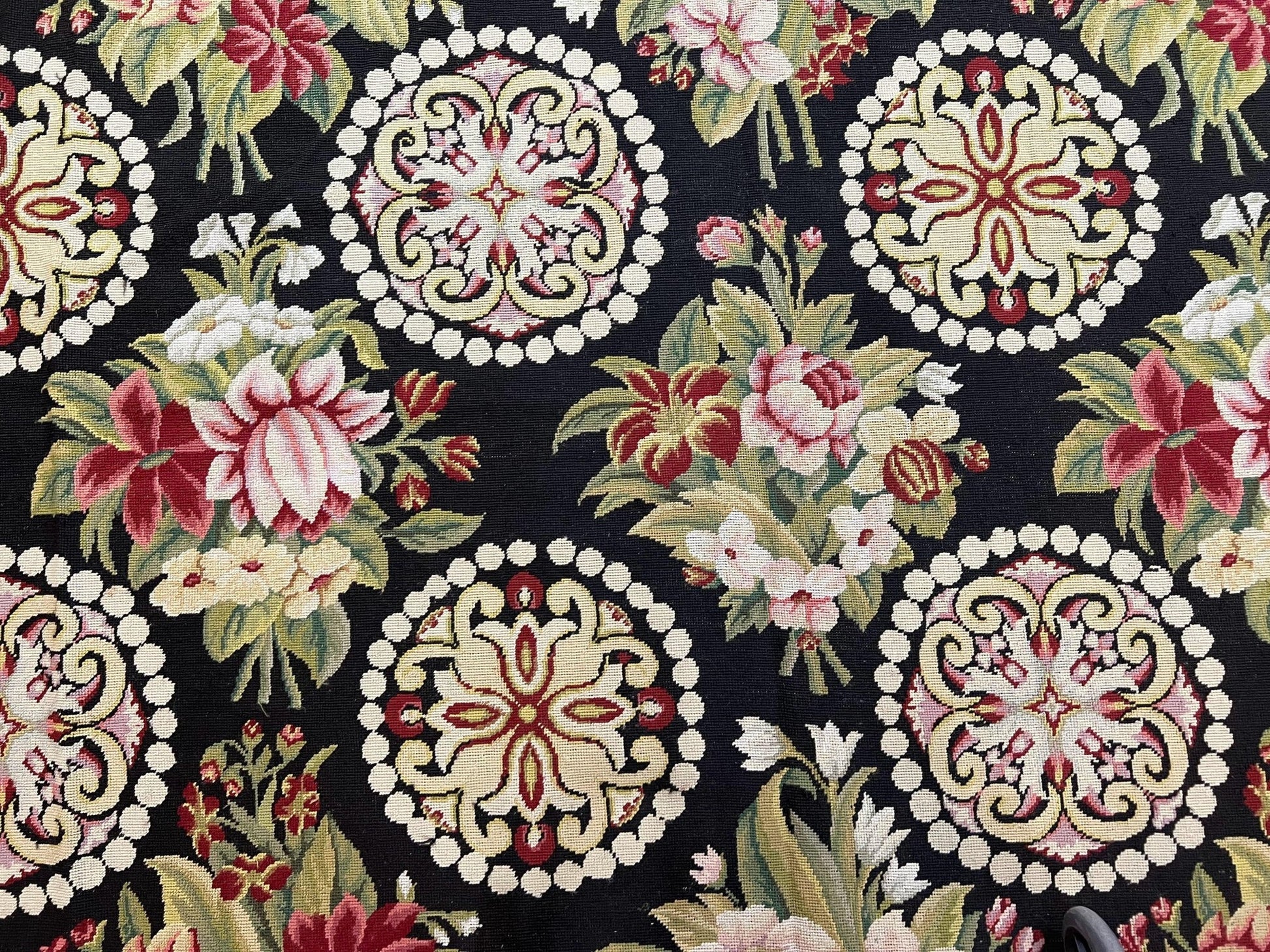 1980s 9x12 Vintage Handmade Wool Needlepoint Rug - MyTuftedRugs.com
