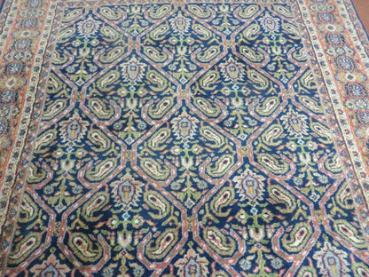 Vintage 1970s Handmade Wool Rug | 3'11" x 5'10" Hand-Knotted