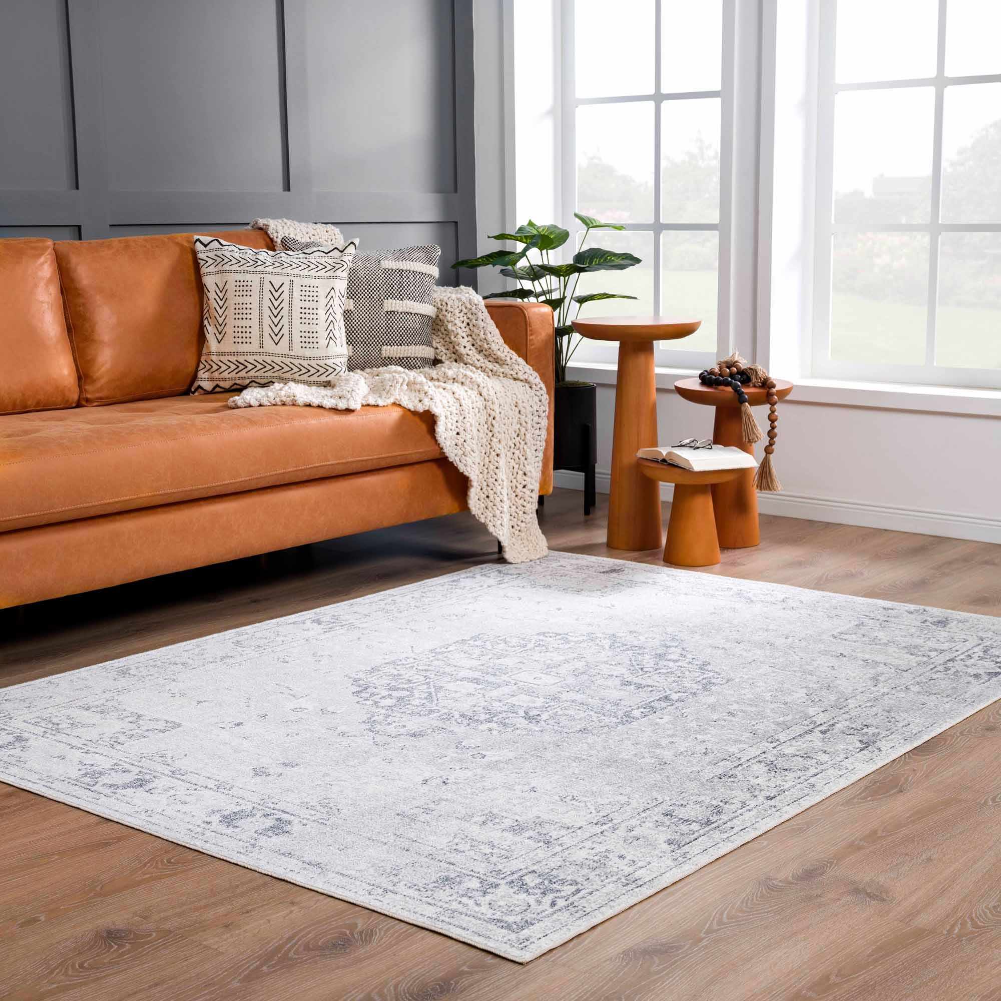 Akram Antrasit Flat Pile Washable Rug - MyTuftedRugs.com