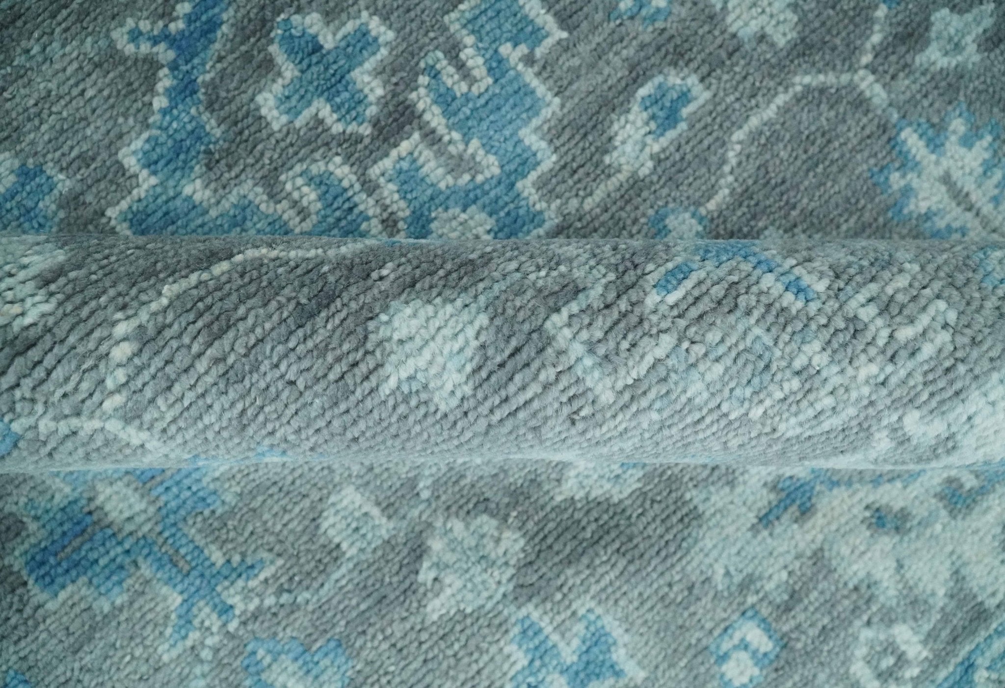 Hand-Knotted Oushak Rug | Gray & Blue Wool | Made-to-Order 4–6 Weeks