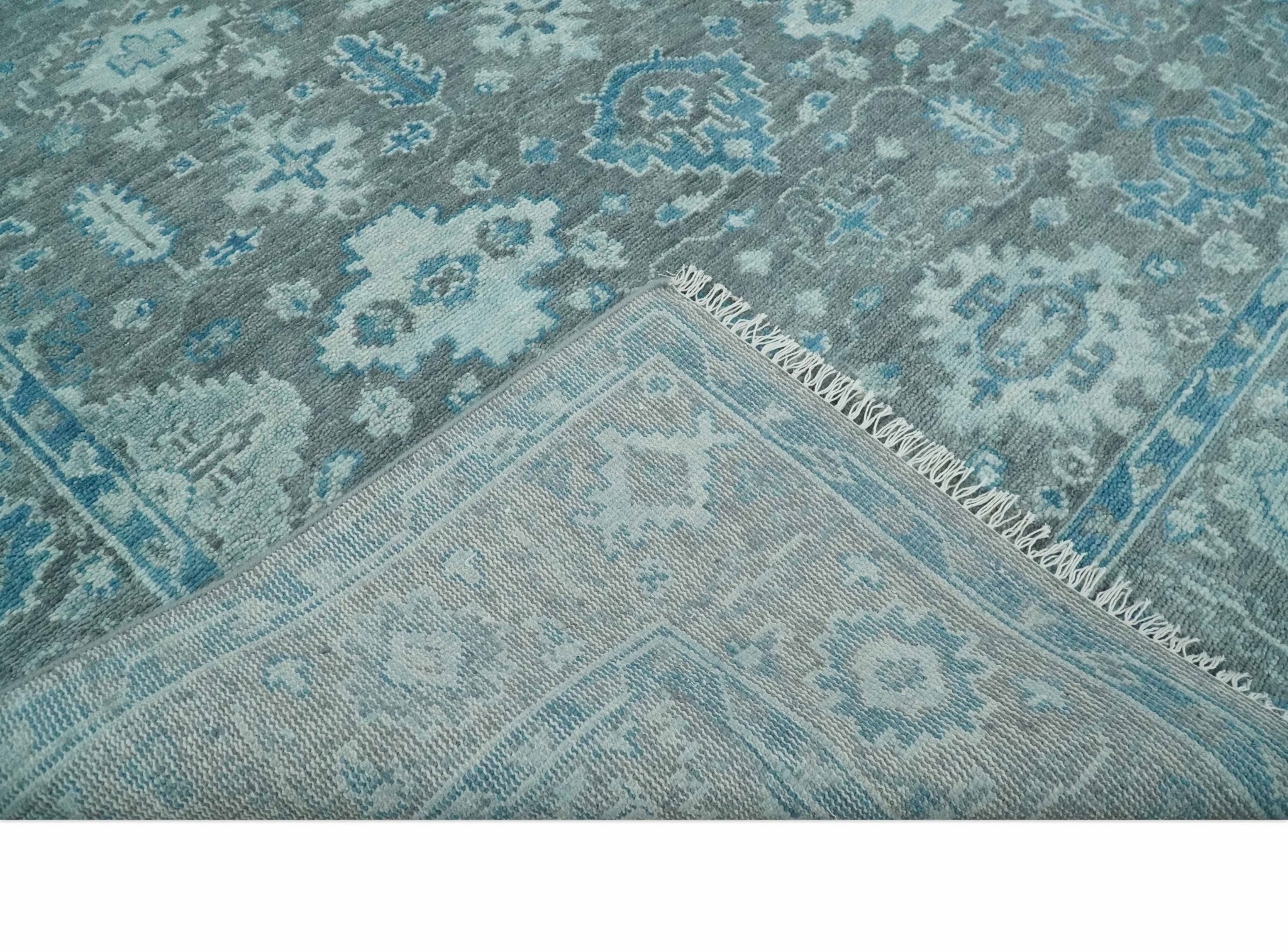 Hand-Knotted Oushak Rug | Gray & Blue Wool | Made-to-Order 4–6 Weeks