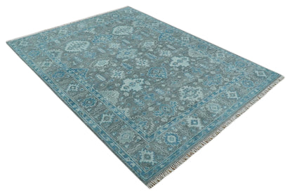 Hand-Knotted Oushak Rug | Gray & Blue Wool | Made-to-Order 4–6 Weeks