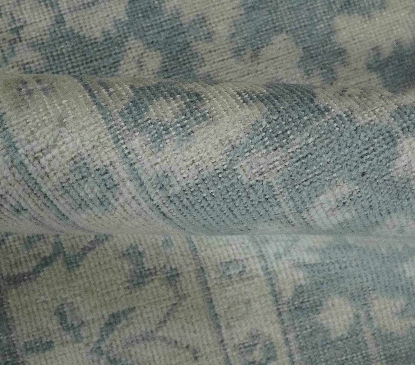 Hand-Knotted 2x4 Oushak Rug | Ivory & Charcoal Wool