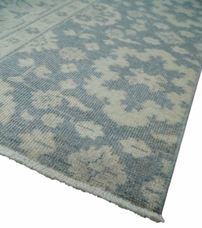 Hand-Knotted 2x4 Oushak Rug | Ivory & Charcoal Wool