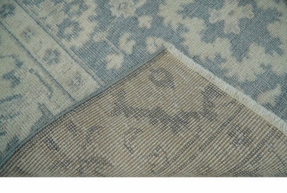 Hand-Knotted 2x4 Oushak Rug | Ivory & Charcoal Wool