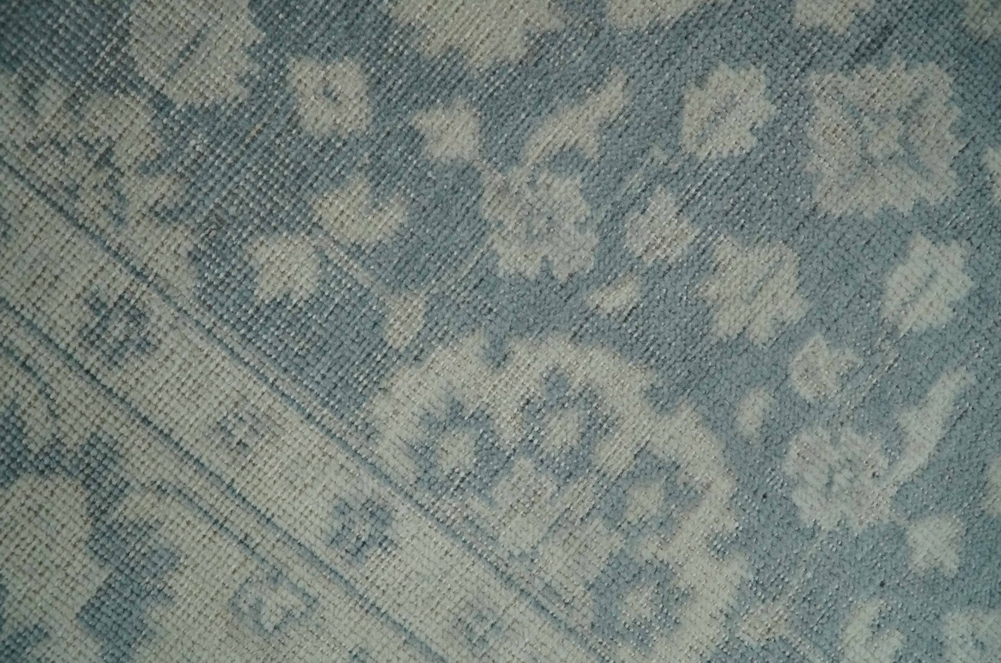 Hand-Knotted 2x4 Oushak Rug | Ivory & Charcoal Wool