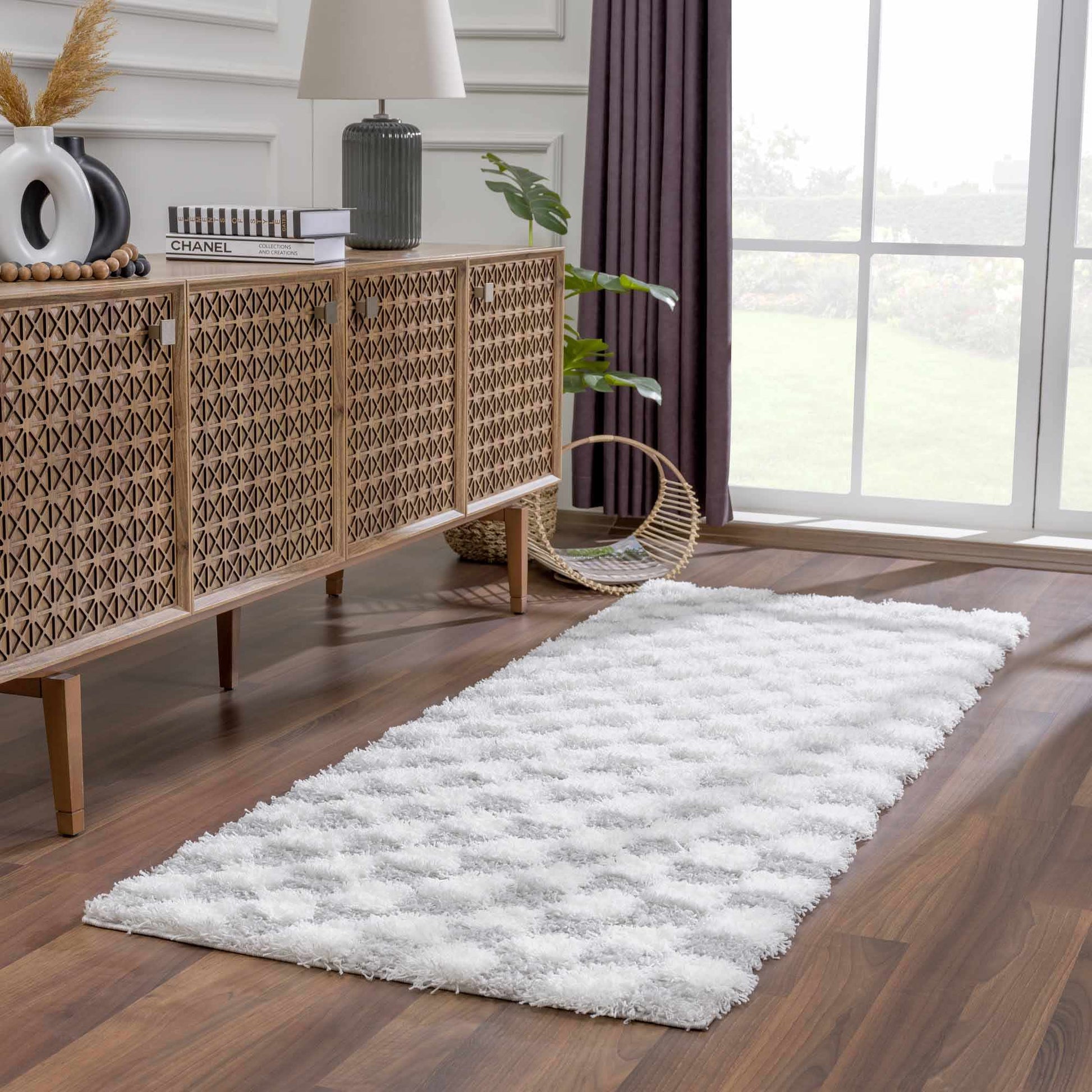 Atira Gray Checkered Area Rug - MyTuftedRugs.com